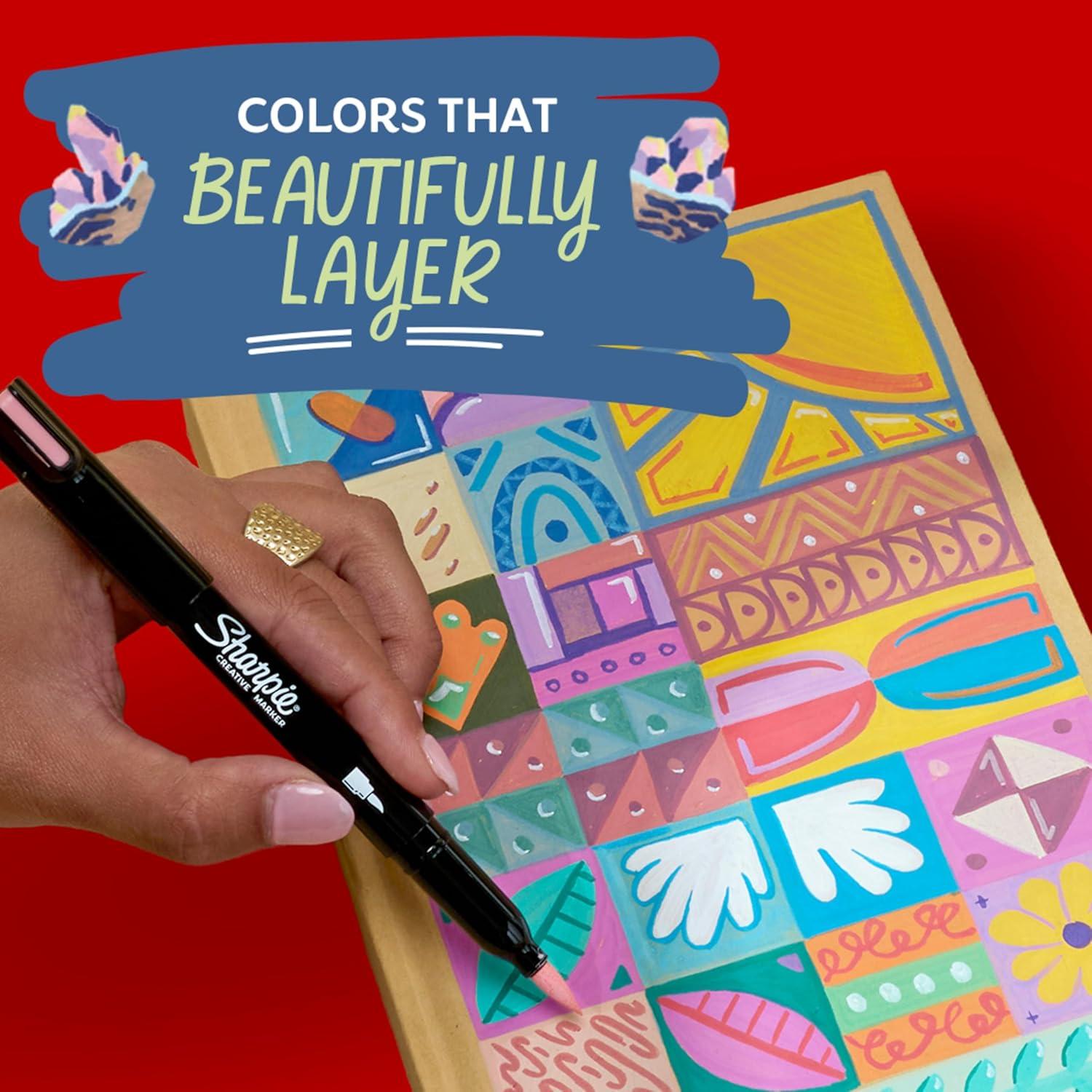 image:imageSharpie Creative Markers Earth Tones WaterBased Acrylic Paint Markers Fine Tip 12 CountEarth Tones