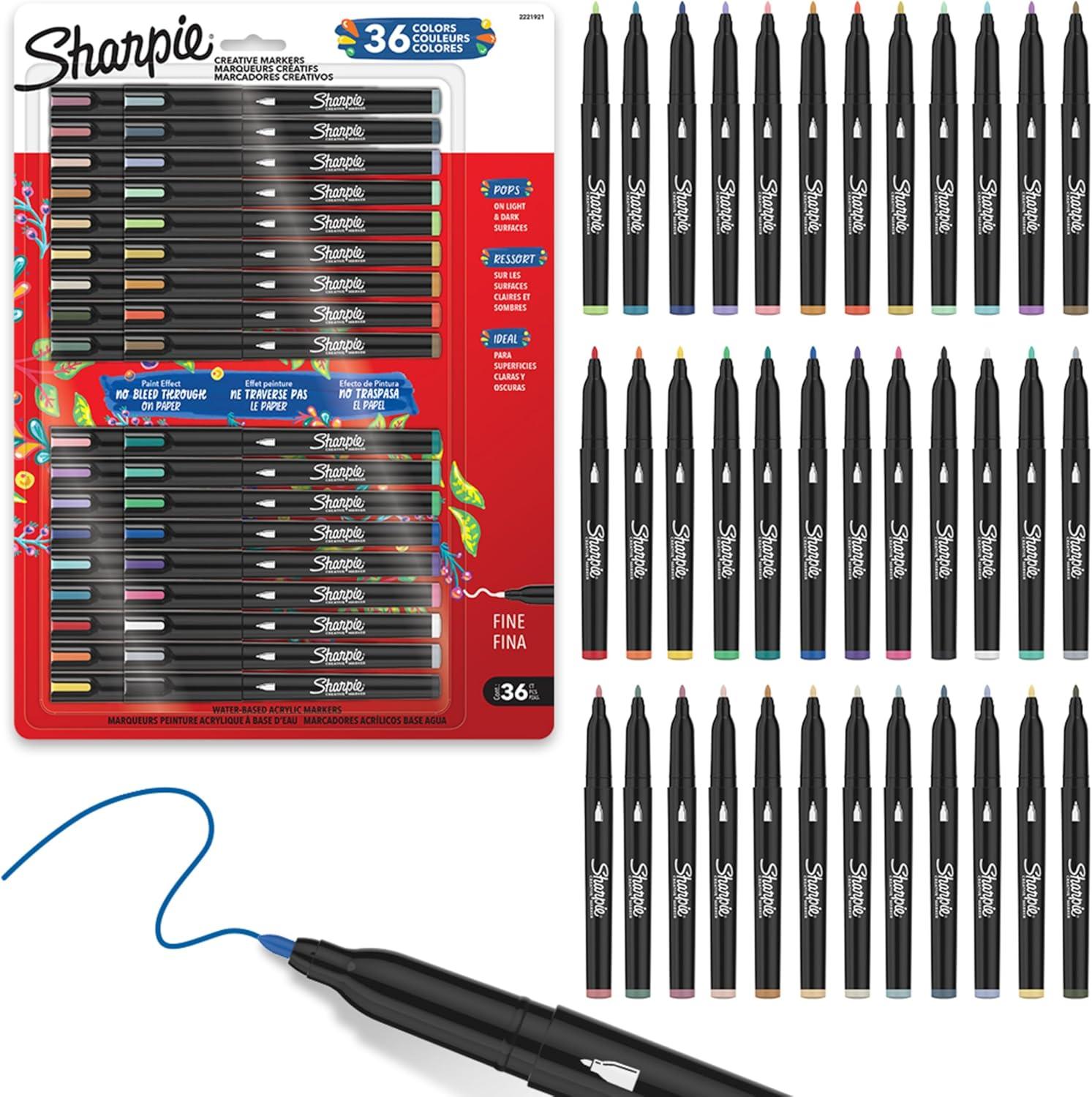 image:imageSharpie Creative Markers Variety Pack WaterBased Acrylic Paint Markers Fine Tip Assorted 24 Count1 Count Pack of 1