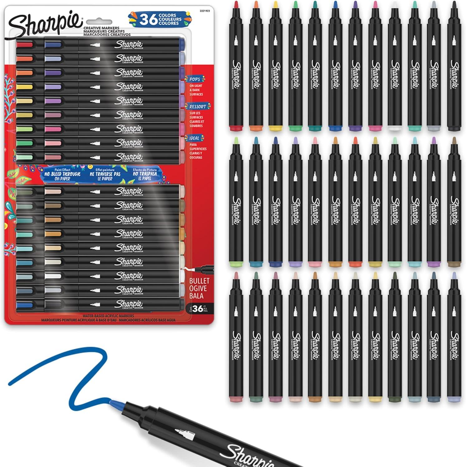 image:imageSharpie Creative Markers Variety Pack WaterBased Acrylic Paint Markers Fine Tip Assorted 24 Count1 Count Pack of 1