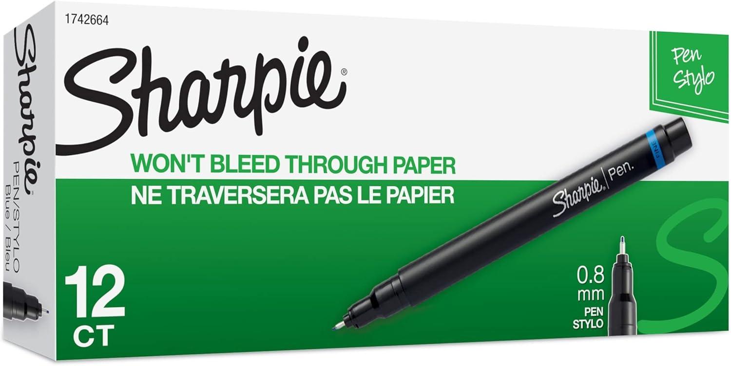 image:imageSharpie Felt Tip Pens Fine Point 04mm Blue 12 Count12 Count Pack of 12