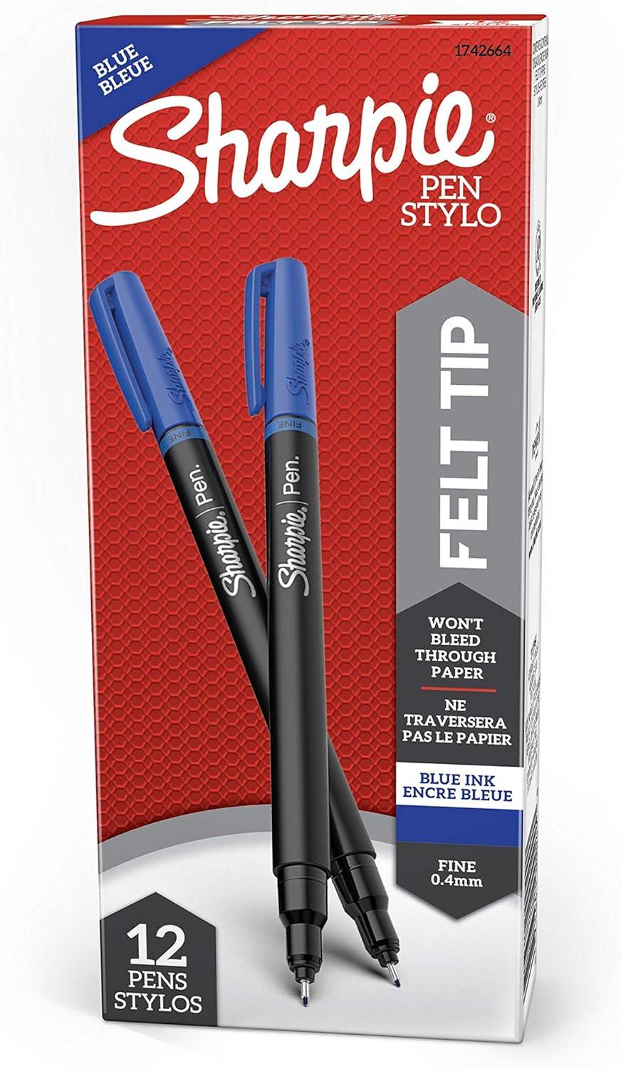 image:imageSharpie Felt Tip Pens Fine Point 04mm Blue 12 Count12 Count Pack of 12
