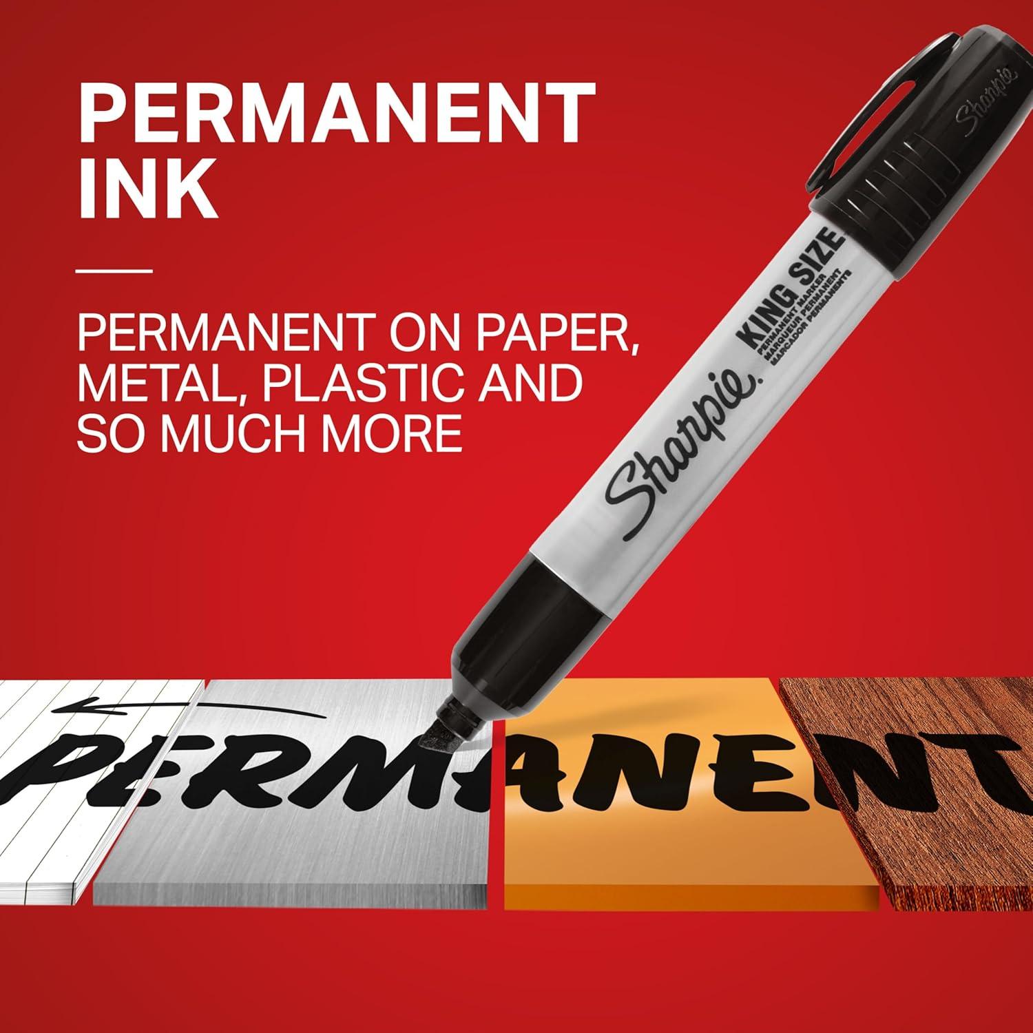 image:imageSharpie King Size Permanent Markers Chisel Tip Black 12 Count Thick Poster Markers Heavy Duty For Work amp Industrial Use High Capacity Ink Supply For Paper Metal Plastic And More1 Count Pack of 12