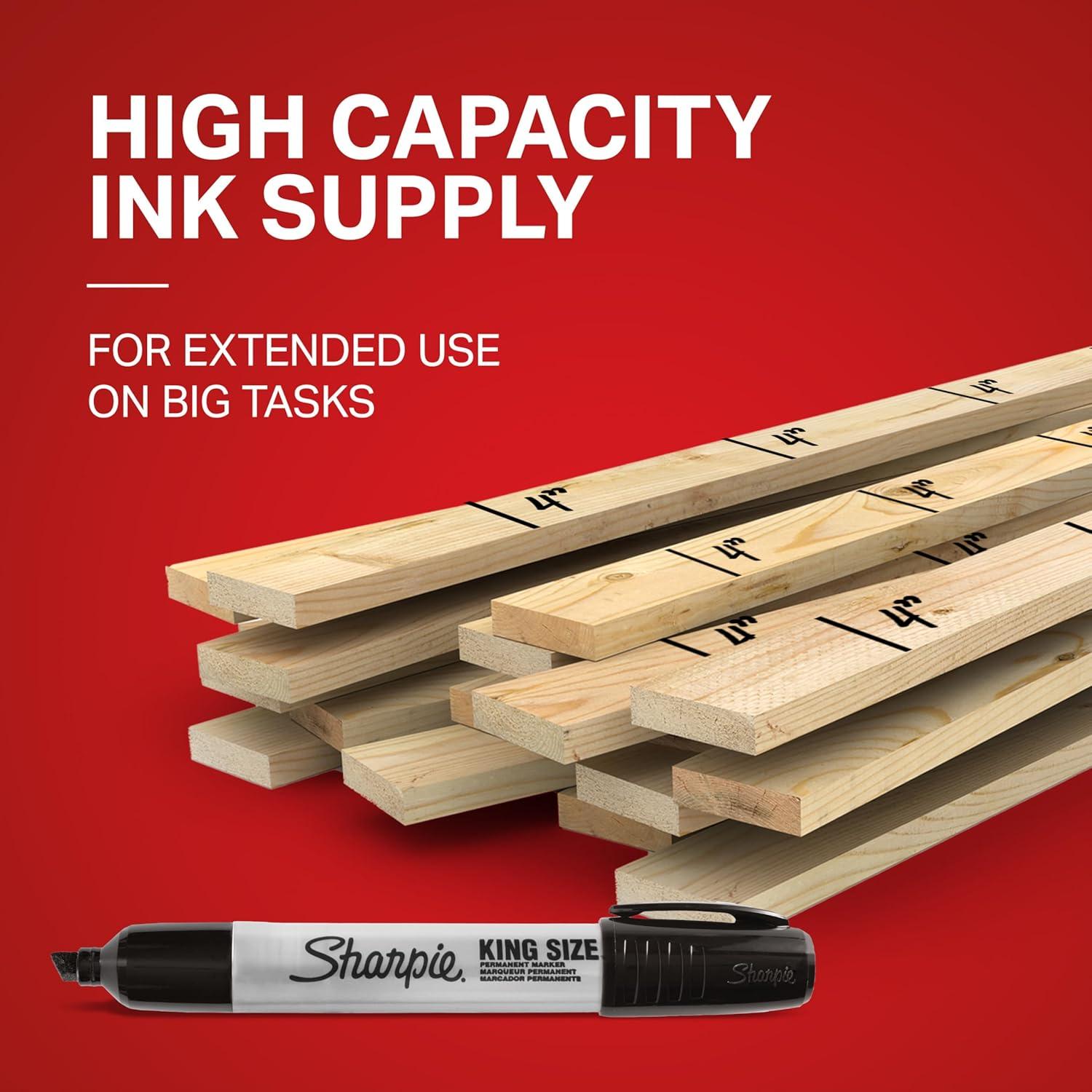 image:imageSharpie King Size Permanent Markers Chisel Tip Black 12 Count Thick Poster Markers Heavy Duty For Work amp Industrial Use High Capacity Ink Supply For Paper Metal Plastic And More1 Count Pack of 12