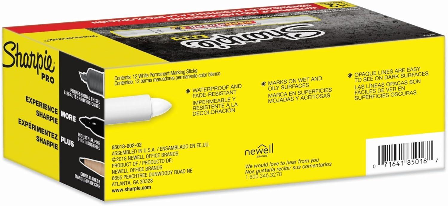 image:imageSharpie Mean Streak Permanent Marking Stick Bullet Tip White Box of 12White