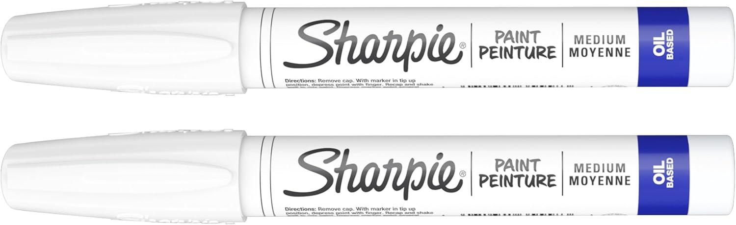image:imageSharpie OilBased Paint Markers Medium Point White 2 Count Great for Rock Painting Posters Arts amp Crafts Window ArtWhite