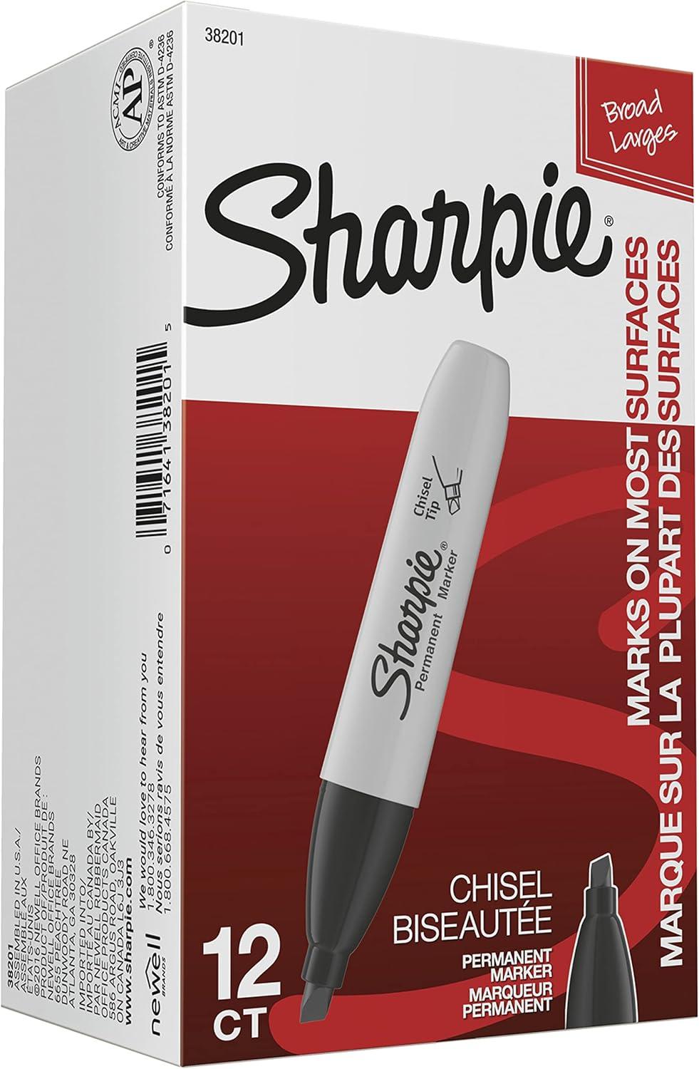 image:imageSharpie Permanent Markers Chisel Tip Black 12 Count Home School Office SuppliesBlack