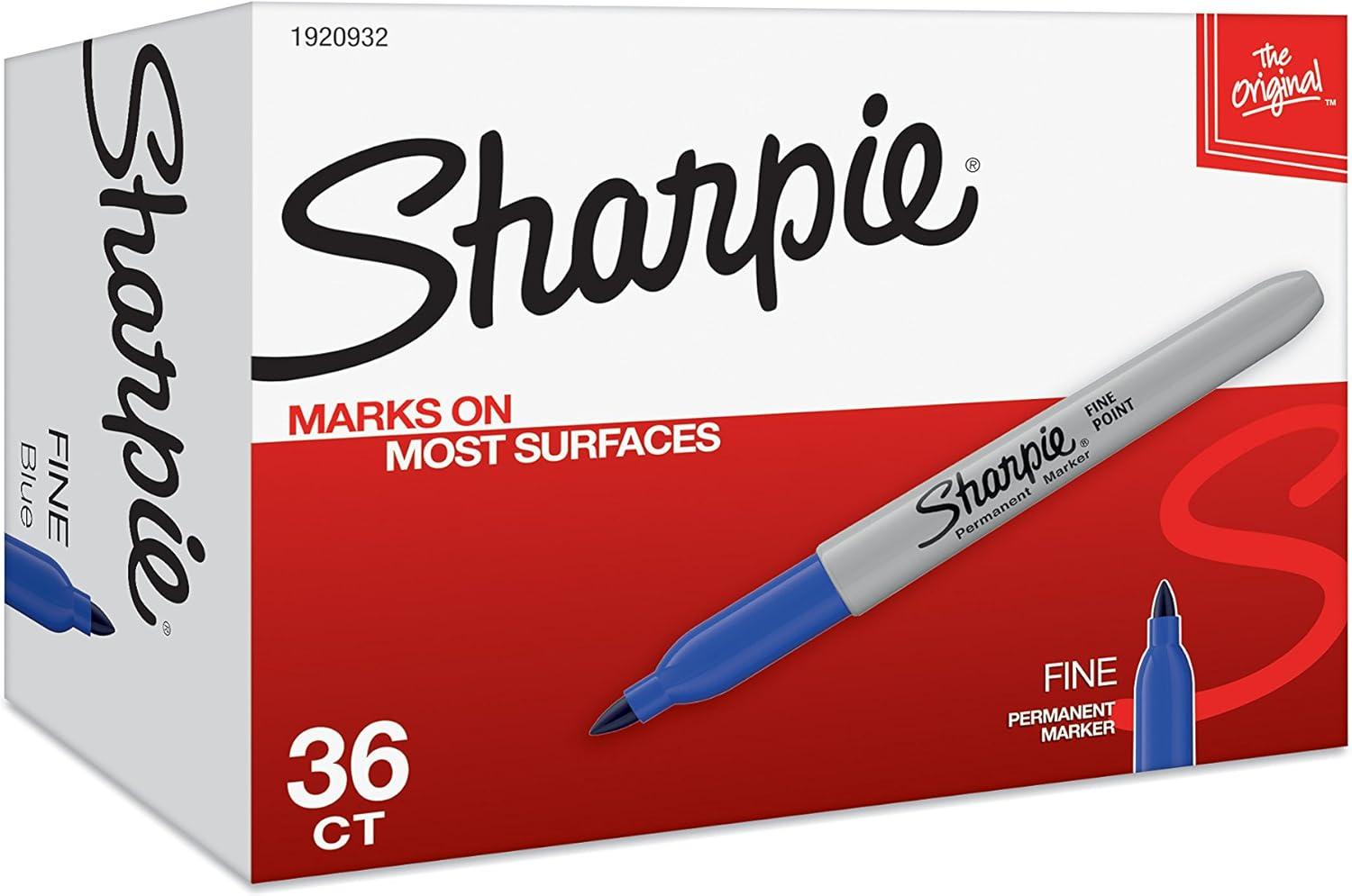 image:imageSharpie Permanent Markers Fine Point Assorted Colors Black Red Blue Green 36 Count Bulk Office SuppliesBlue