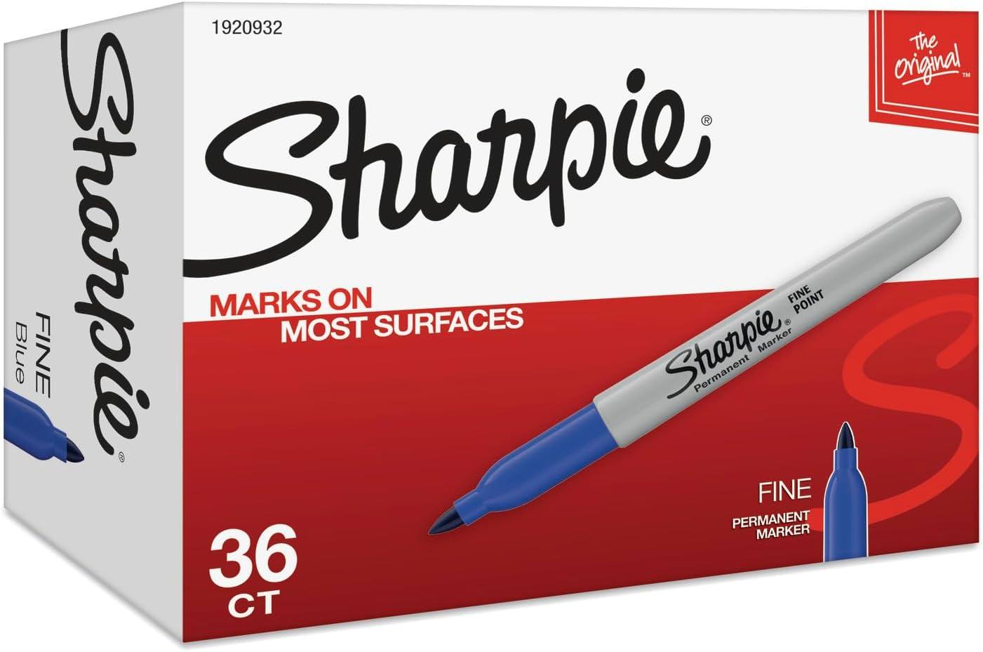 image:imageSharpie Permanent Markers Fine Point Assorted Colors Black Red Blue Green 36 Count Bulk Office SuppliesBlue