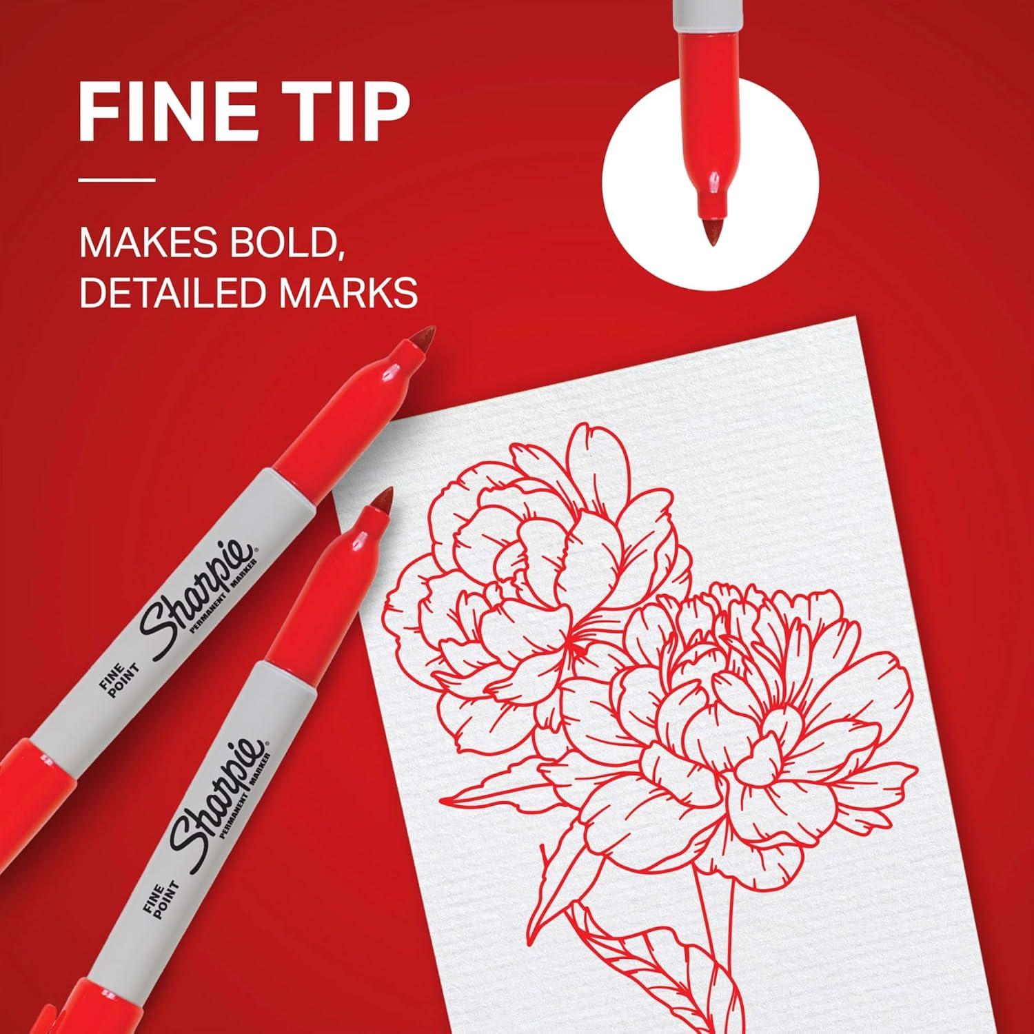 image:imageSharpie Permanent Markers Fine Tip Red 12 Count Office Supplies Quick Drying Fade Resistant For Plastic Metal Wood And MoreRed