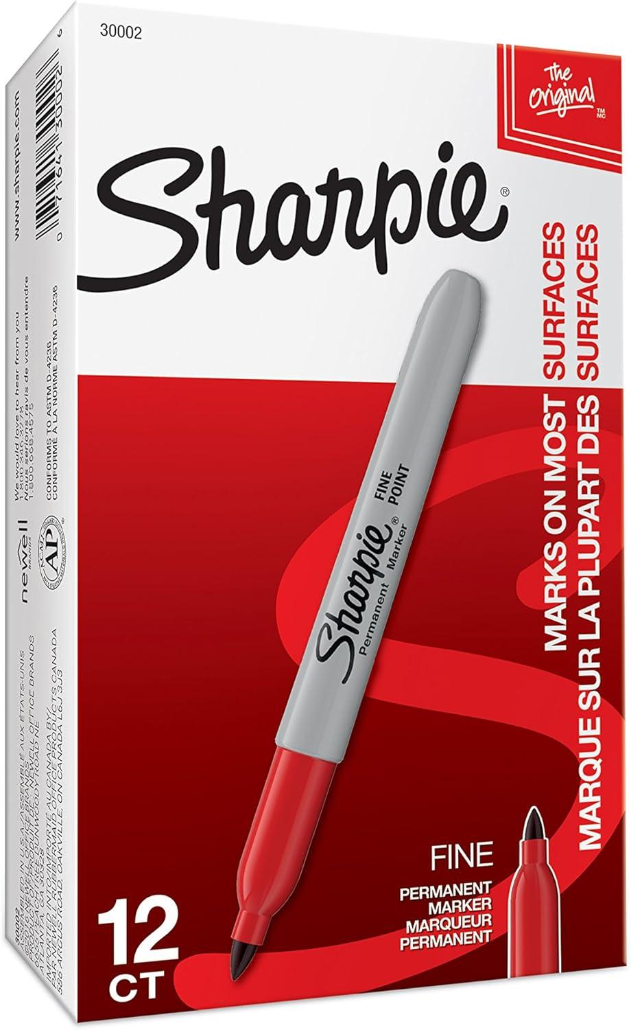 image:imageSharpie Permanent Markers Fine Tip Red 12 Count Office Supplies Quick Drying Fade Resistant For Plastic Metal Wood And MoreRed