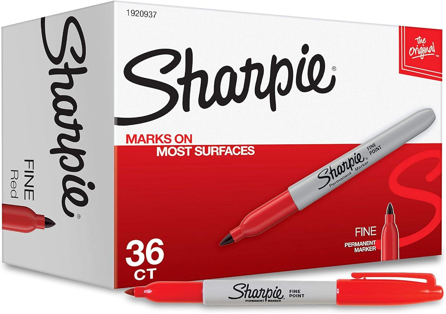 image:imageSharpie Permanent Markers Fine Tip Red 36 Count Marks on Paper Plastic Metal Wood Perfect for Drawing Coloring Posters Home Office Supplies1 Count Pack of 36