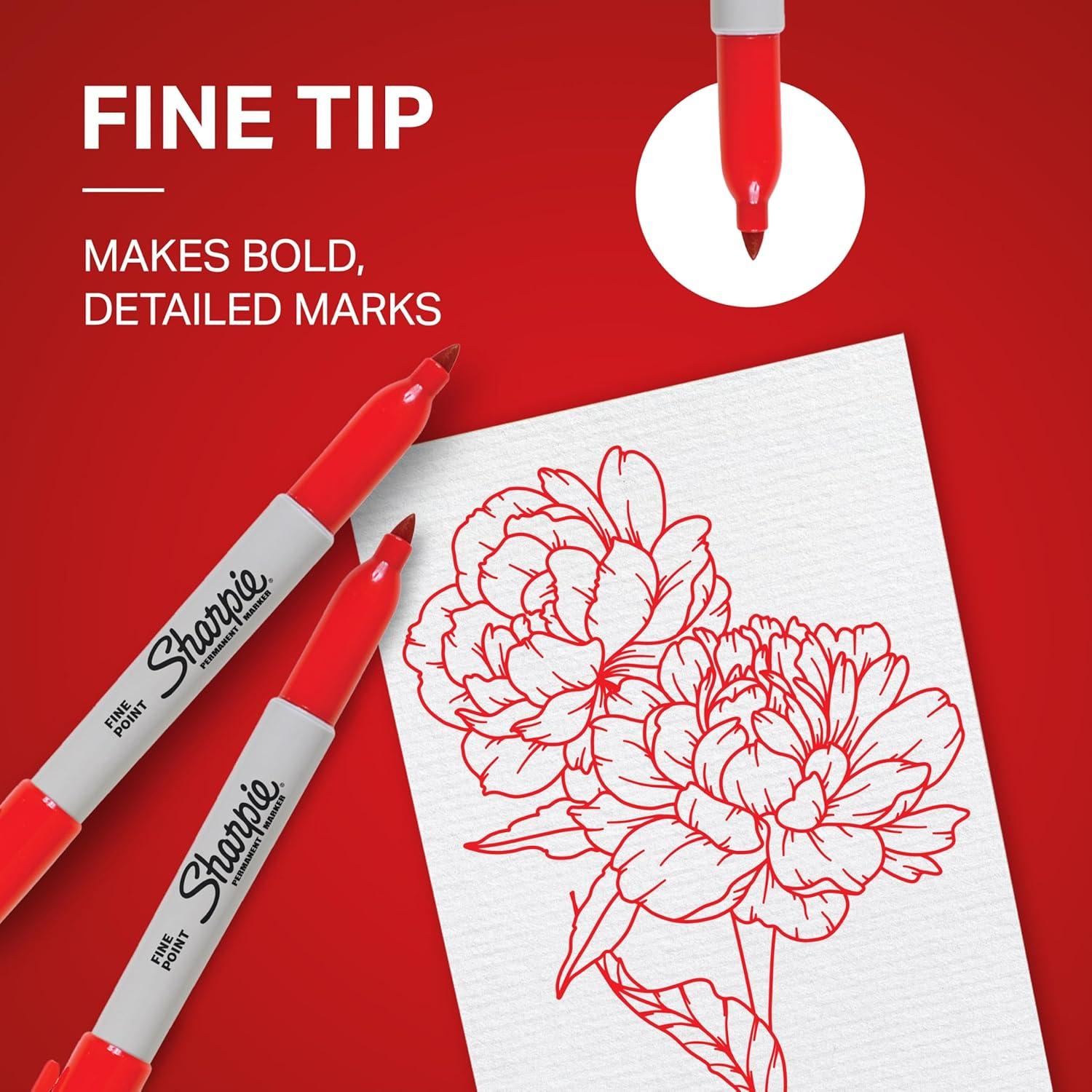 image:imageSharpie Permanent Markers Fine Tip Red 36 Count Marks on Paper Plastic Metal Wood Perfect for Drawing Coloring Posters Home Office Supplies36 Count Pack of 6