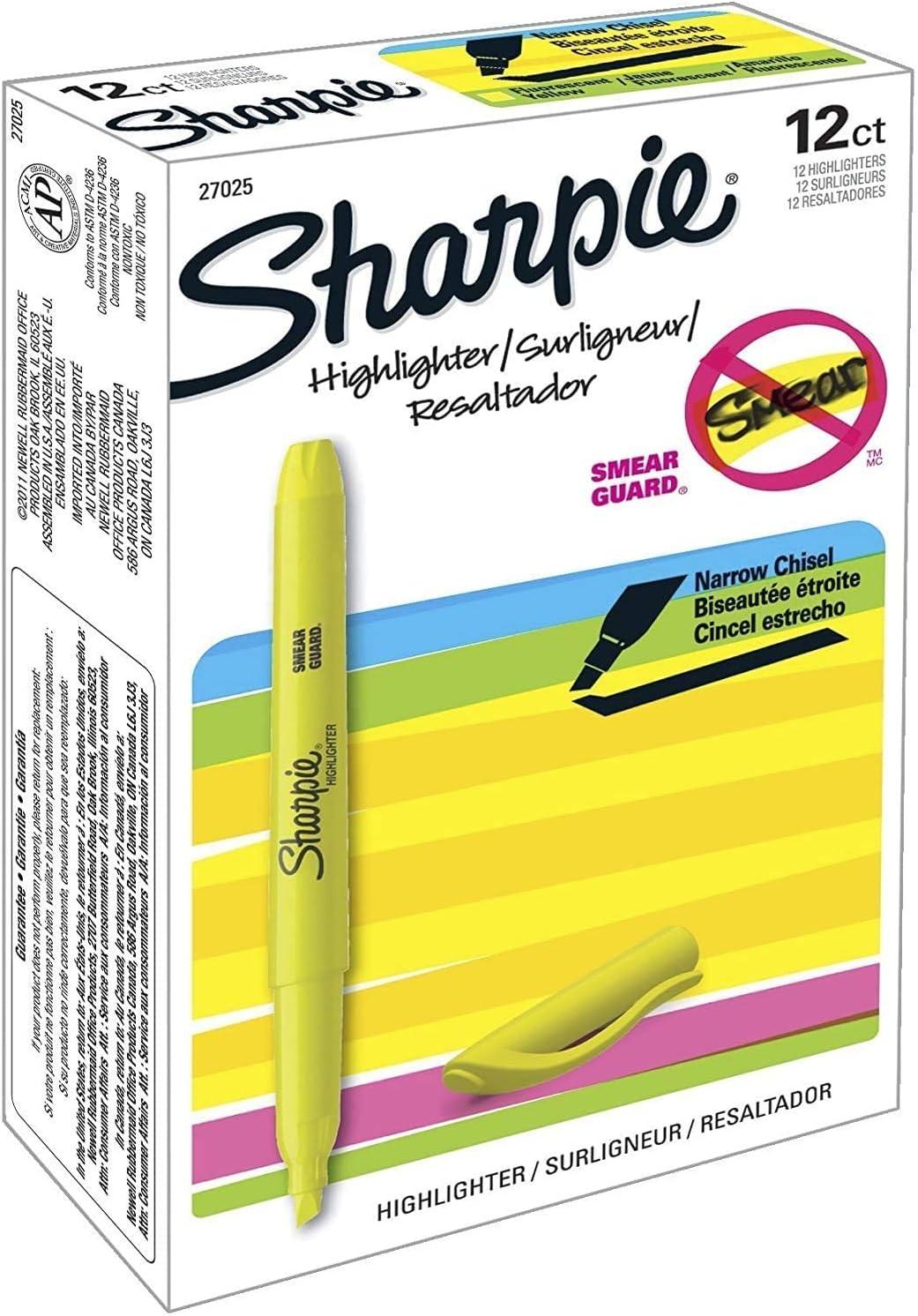 image:imageSharpie Pocket Style Highlighters Chisel Tip Fluorescent Yellow Box of 1212 Count Pack of 12