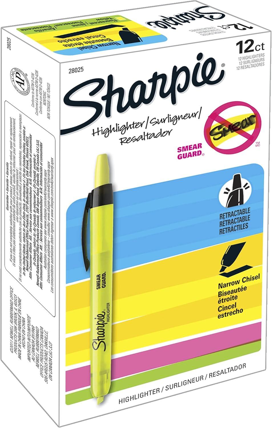 image:imageSharpie Retractable Highlighters Chisel Tip Fluorescent Yellow 12 Count12 Count Pack of 12