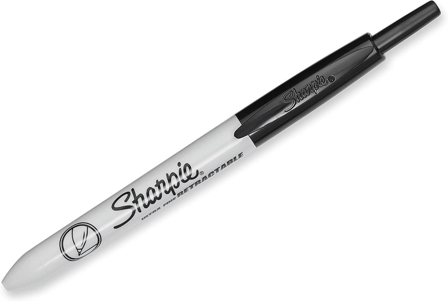 image:imageSharpie Retractable Permanent Markers Ultra Fine Point Black 12 Count
