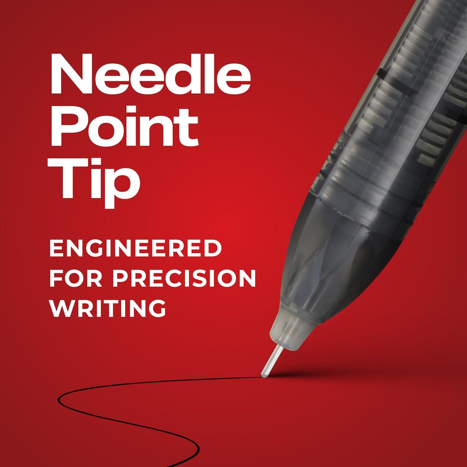 image:imageSharpie Rollerball Pen Needle Point 05mm Precision Pen Red Ink 12 CountBlue Ink