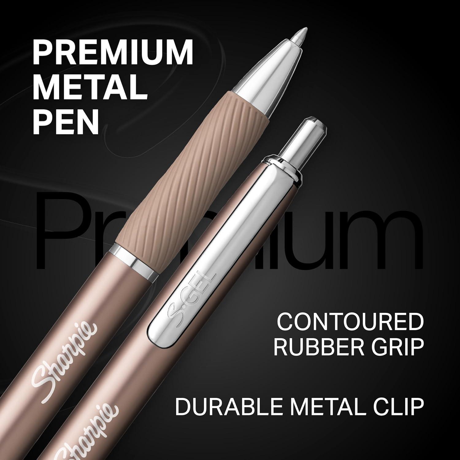 image:imageSharpie SGel Gel Ink Pens Medium Point 07mm Sleek Metal Barrel Black Ink 12 Count Drawing Journaling Writing School Teacher SuppliesChampagne