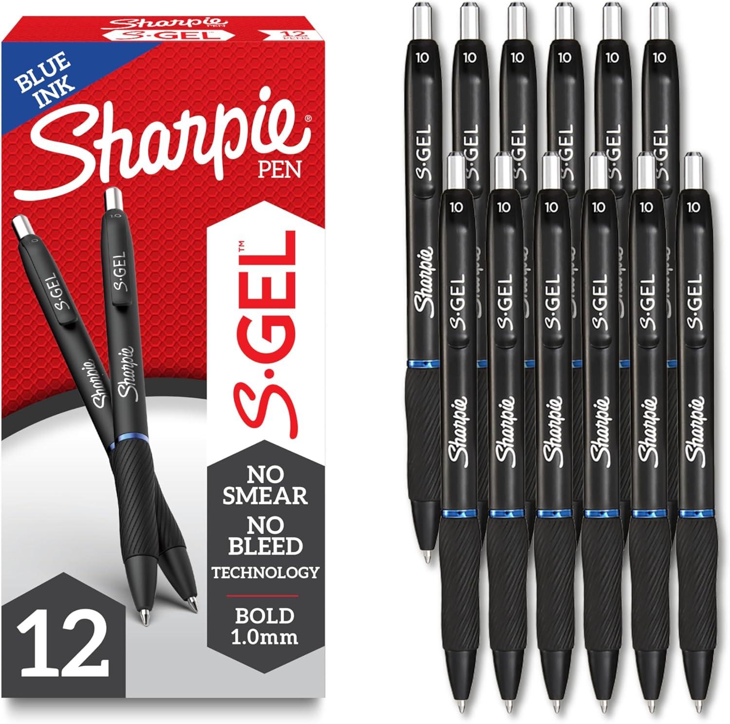 image:imageSharpie SGel Gel Pens Black Barrel Bold Point 10mm Blue Ink 12 Count Home Office School Journaling Writing NoteTaking Teacher SuppliesBlue