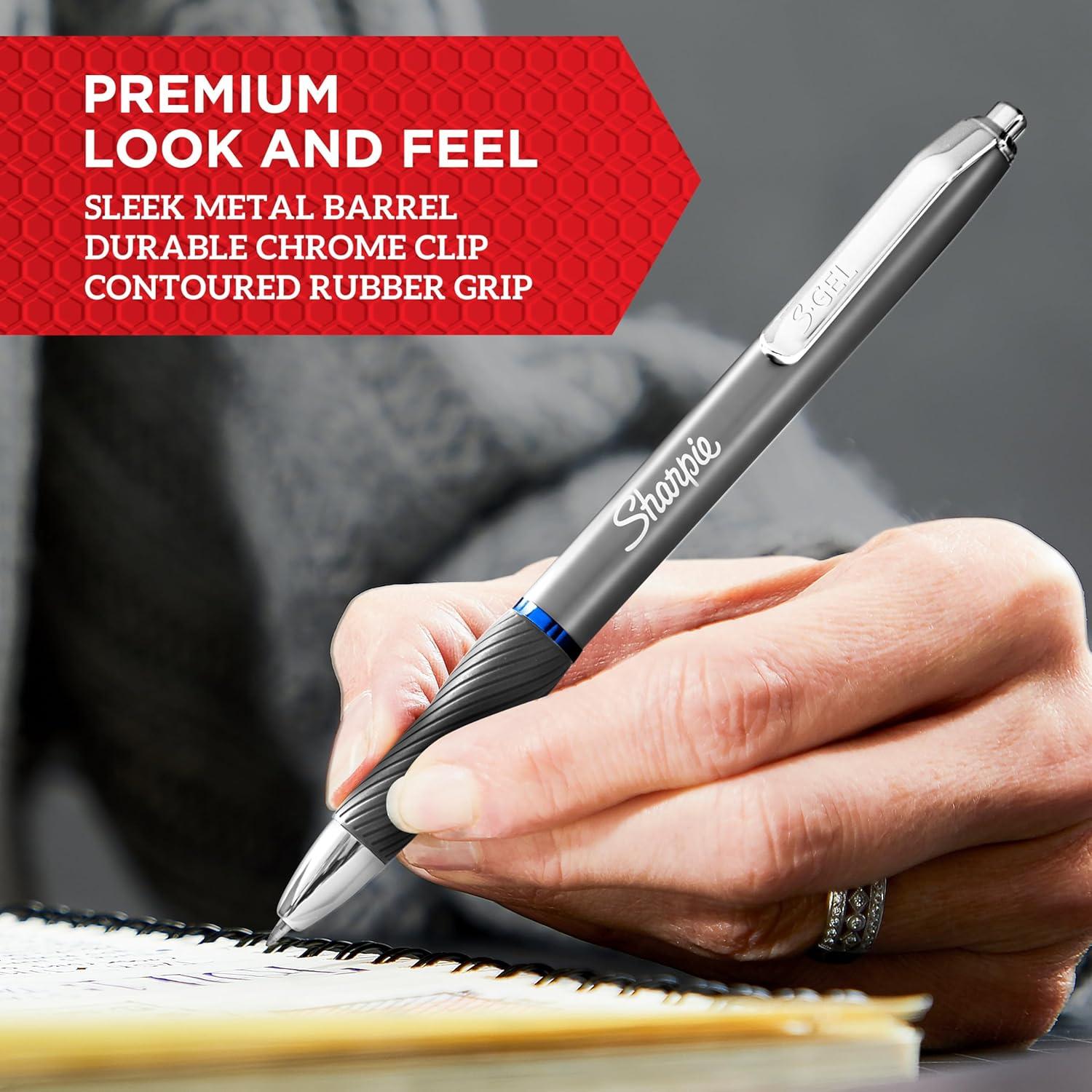 image:imageSharpie SGel Gel Pens Sleek Metal Barrel Gunmetal Medium Point 07mm Black Ink 12 CountBlack Ink