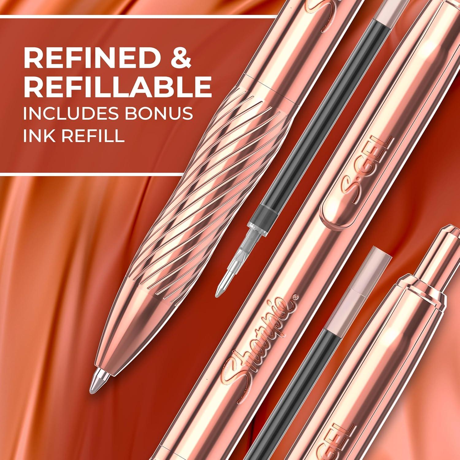 image:imageSharpie SGel Pens Copper Metal Body Medium Point 07mm Black Gel Ink Includes 2 Pens and 2 Additional Ink Refills1 Count Pack of 1