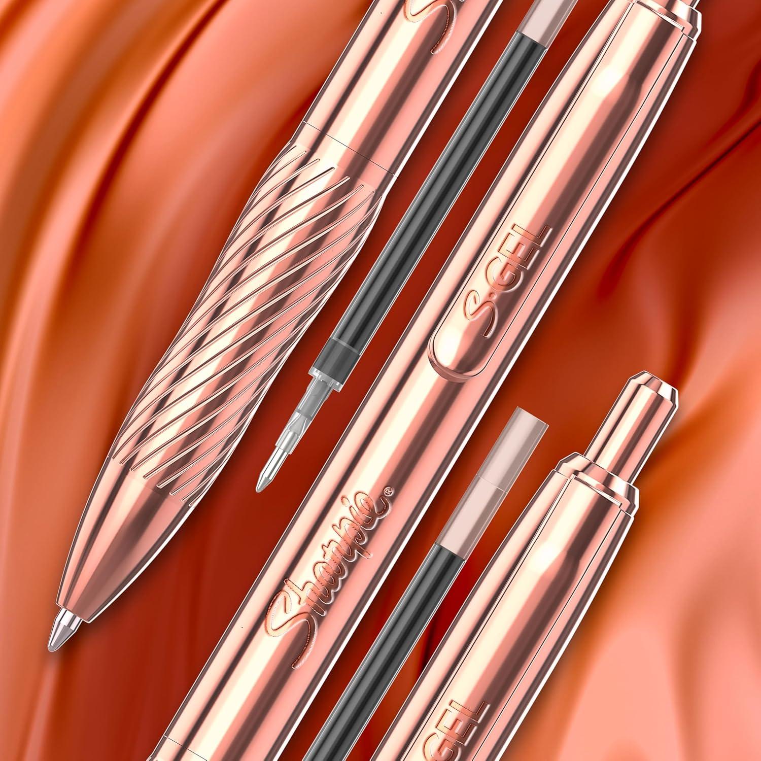 image:imageSharpie SGel Pens Copper Metal Body Medium Point 07mm Black Gel Ink Includes 2 Pens and 2 Additional Ink Refills1 Count Pack of 2