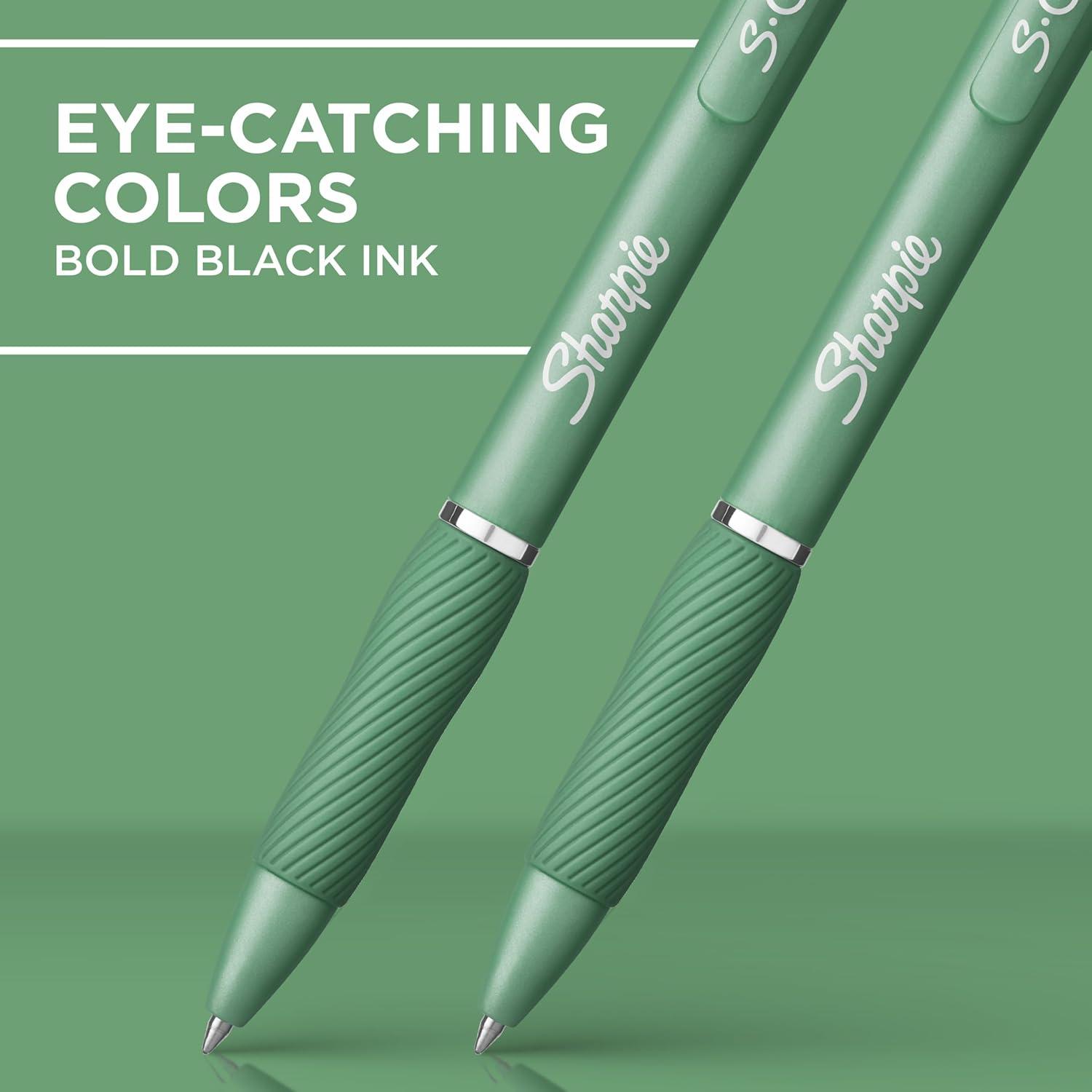 image:imageSharpie SGel Pens Frost Blue Barrel Medium Point 07mm Black Gel Ink 12 Count Office Supplies Journaling Writing NoteTakingForest Green