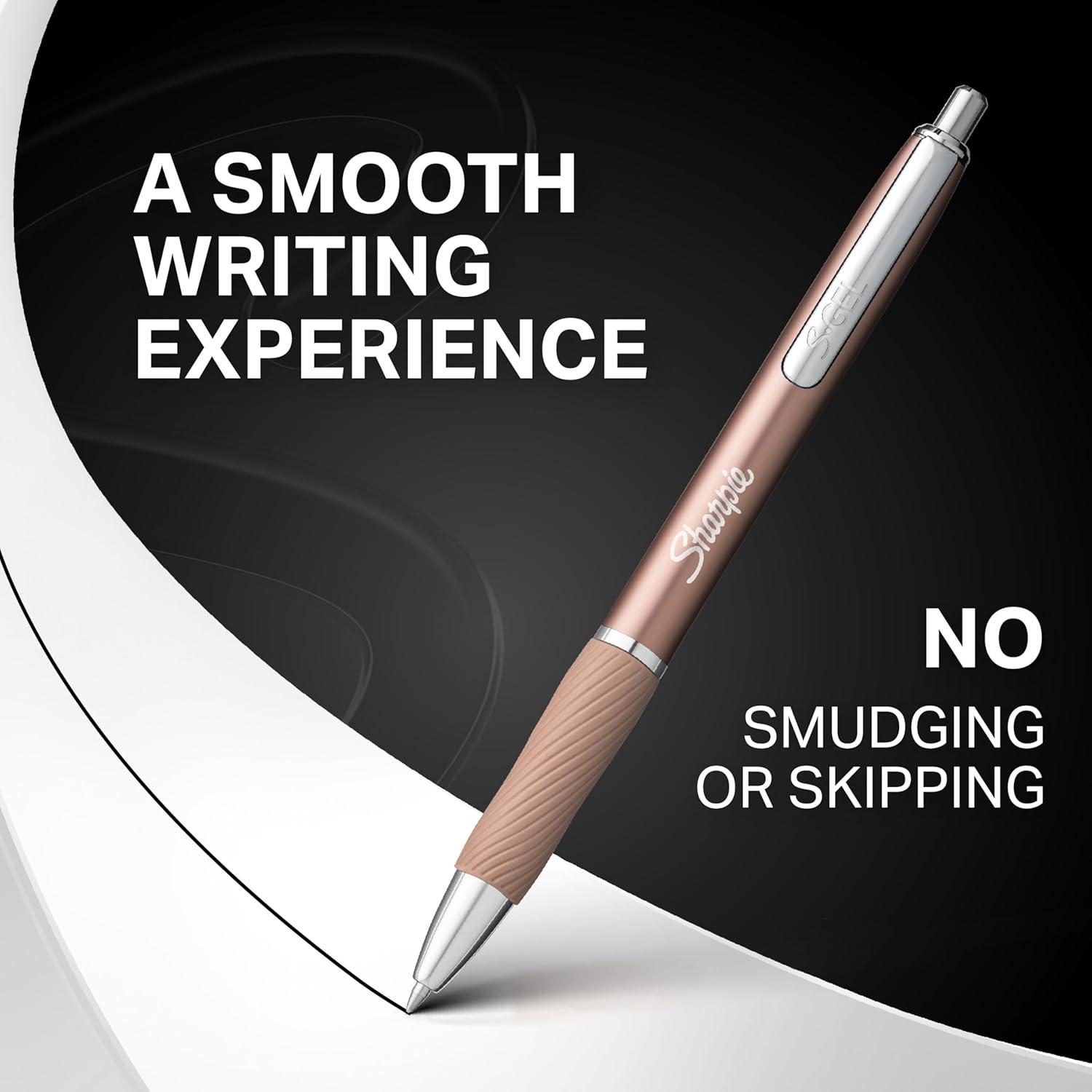 image:imageSharpie SGel Pens Sleek Metal Barrel Gunmetal Medium Point 07mm Black Gel Ink 4 CountChampagne