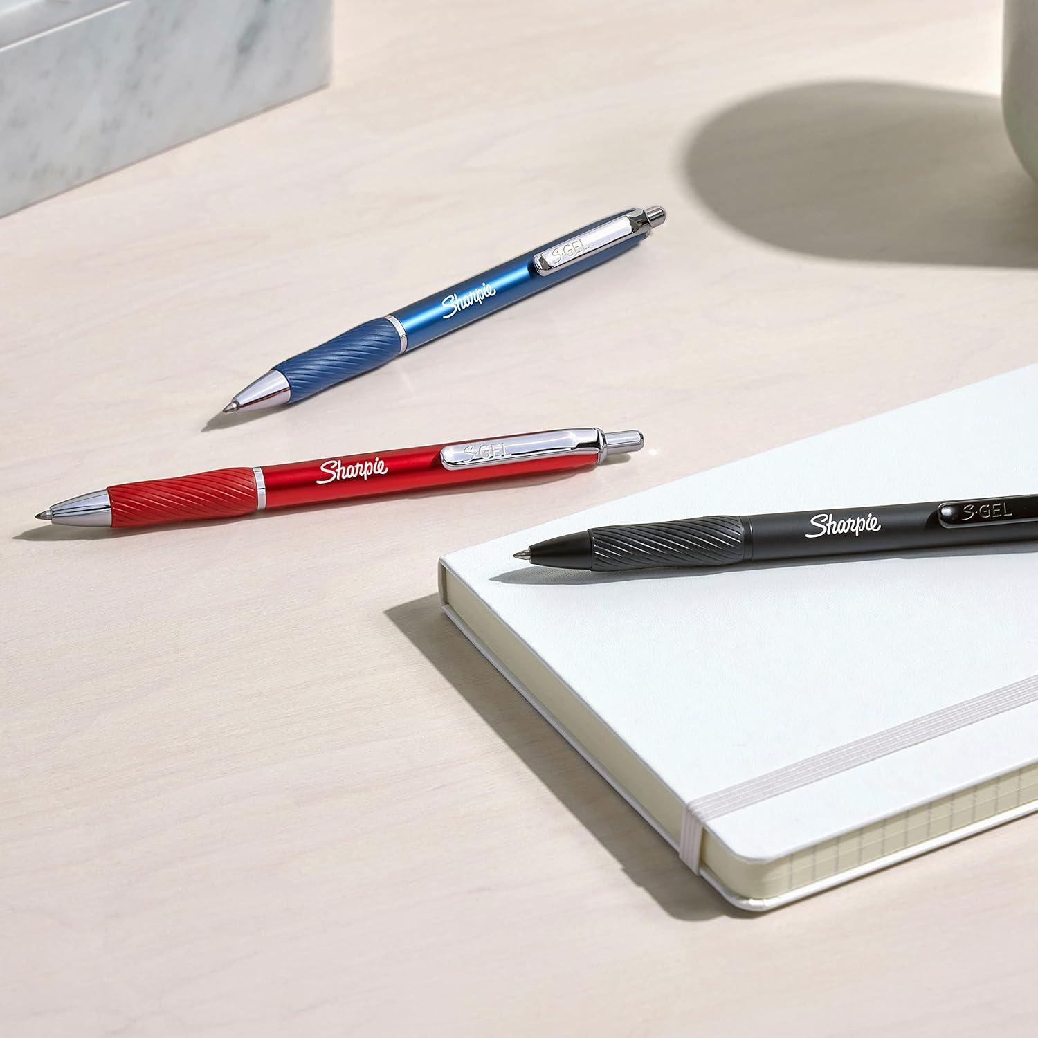 image:imageSharpie SGel Pens Sleek Metal Barrel Gunmetal Medium Point 07mm Black Gel Ink 4 CountGunmetal