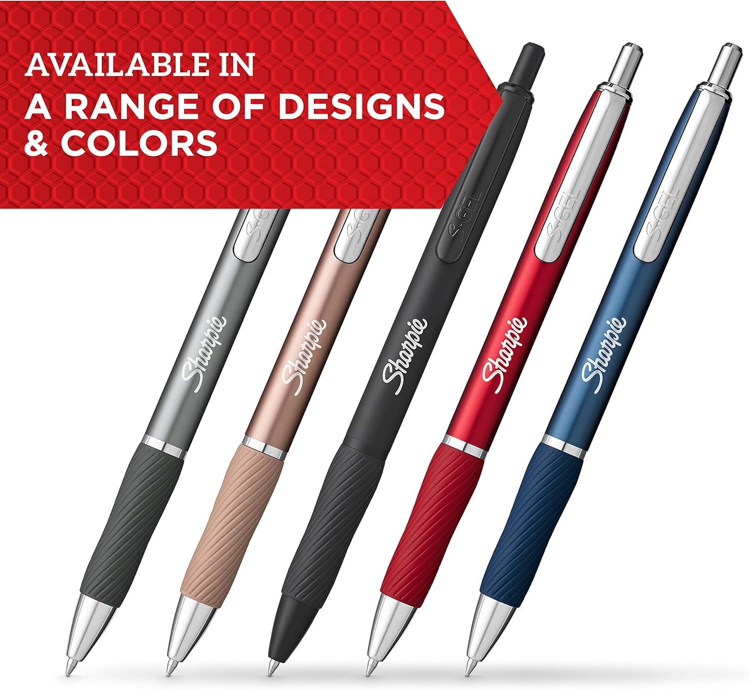 image:imageSharpie SGel Pens Sleek Metal Barrel Gunmetal Medium Point 07mm Black Gel Ink 4 CountGunmetal