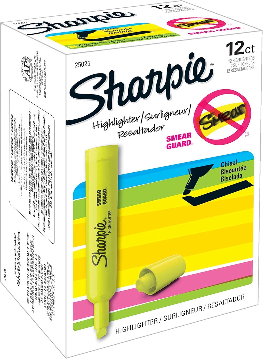 image:imageSharpie Tank Highlighters Chisel Tip Fluorescent Yellow 12 Count12 Count Pack of 12