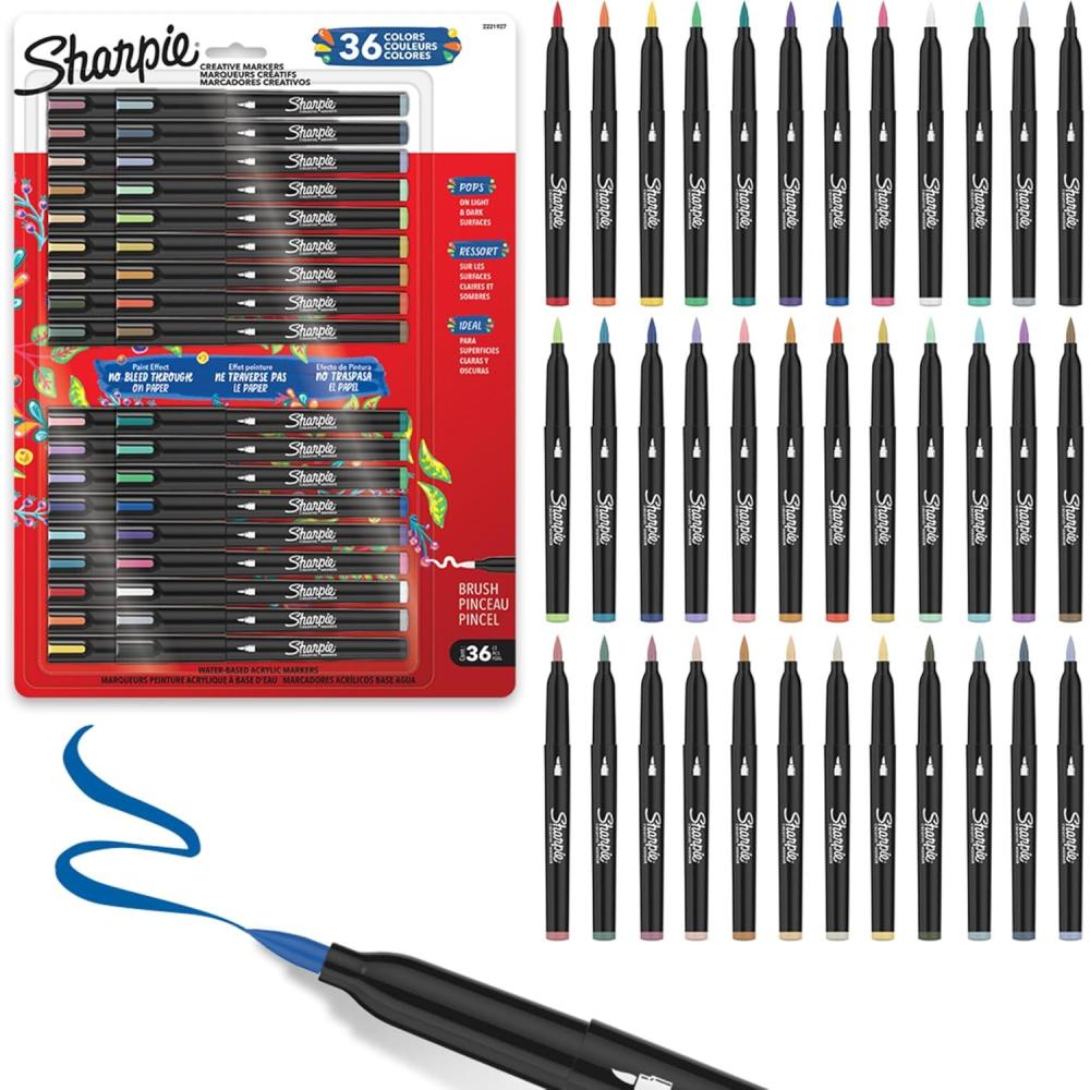 image:imageSharpie Creative Markers Variety Pack WaterBased Acrylic Paint Markers Fine Tip Assorted 24 Count1 Count Pack of 1