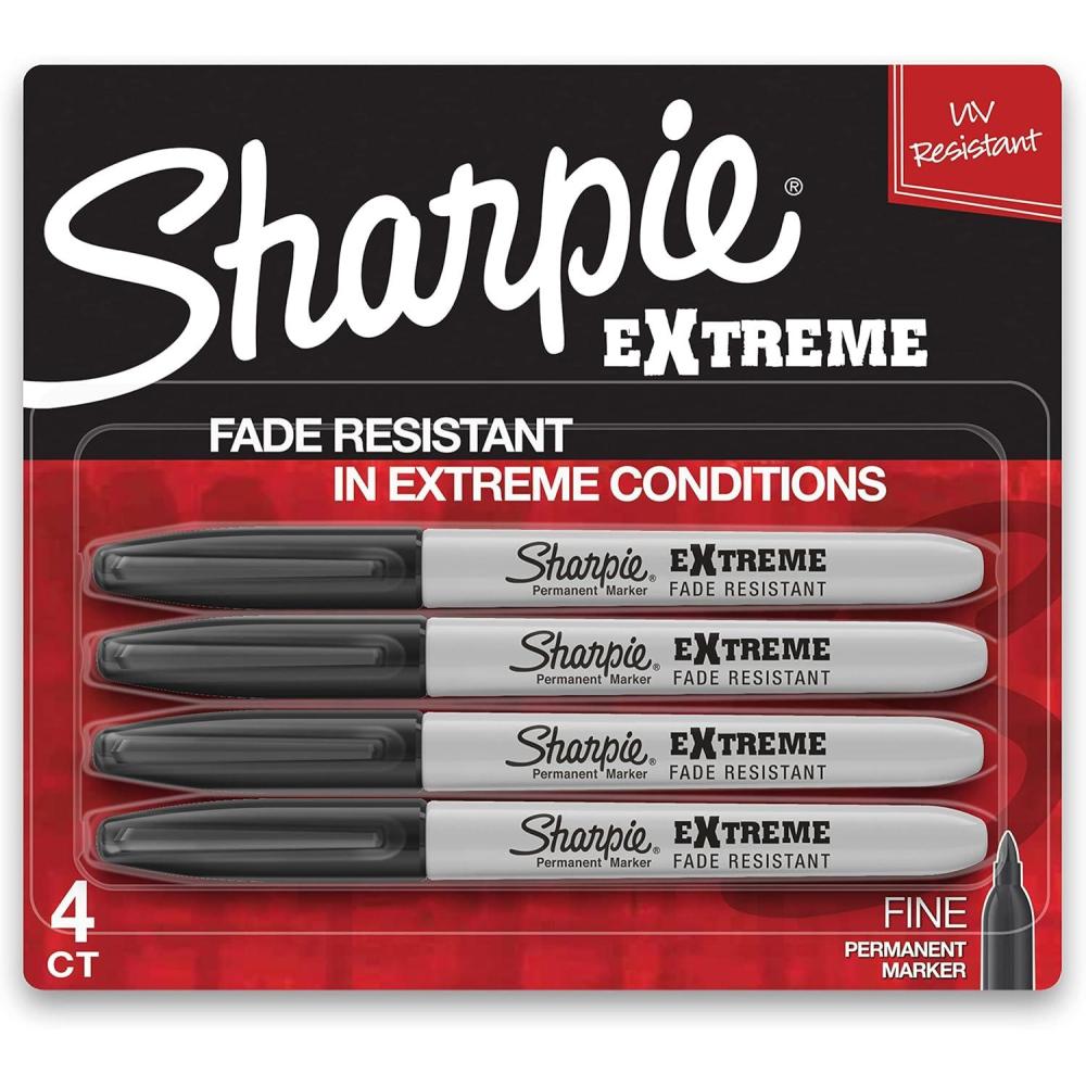 image:imageSharpie Extreme Permanent Markers Fine Point Black 4 Count Fade Resistant Against Both Wet and Dry Outdoor Elements