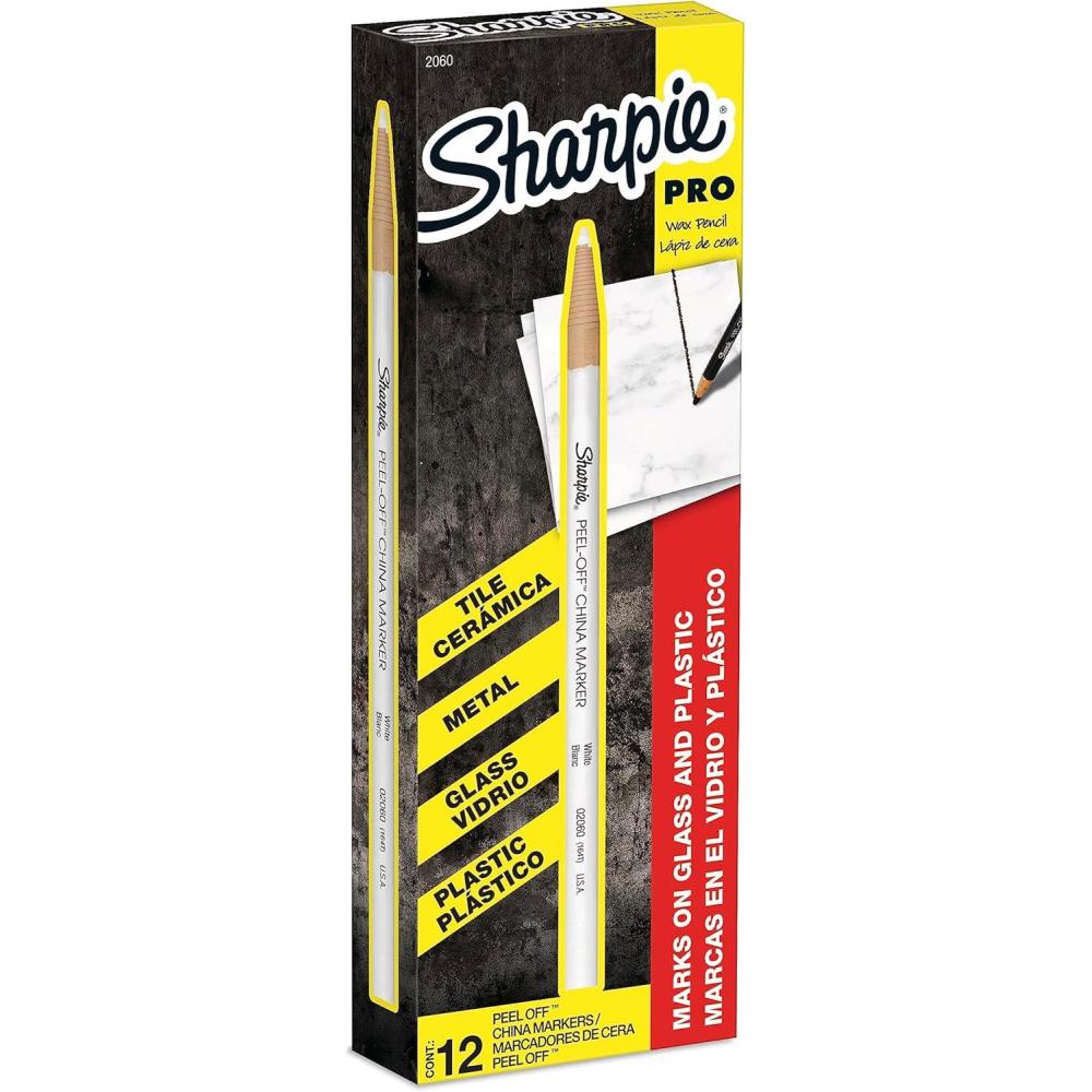 image:imageSharpie PeelOff China Marker Grease Pencils Black Box of 12White