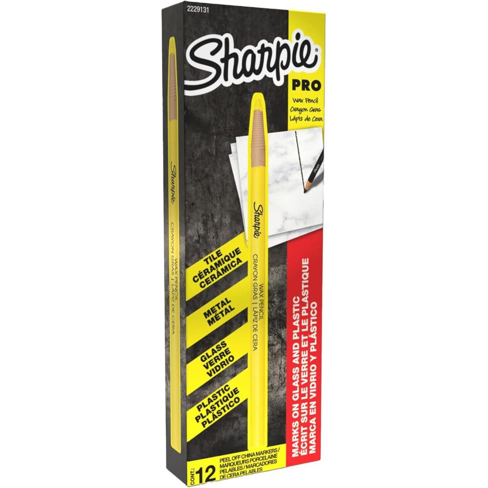 image:imageSharpie PeelOff China Markers Wax Grease Pencils Fine Point Yellow Box of 12 Marks on Glass Plastic Tile Metal and MoreYellow