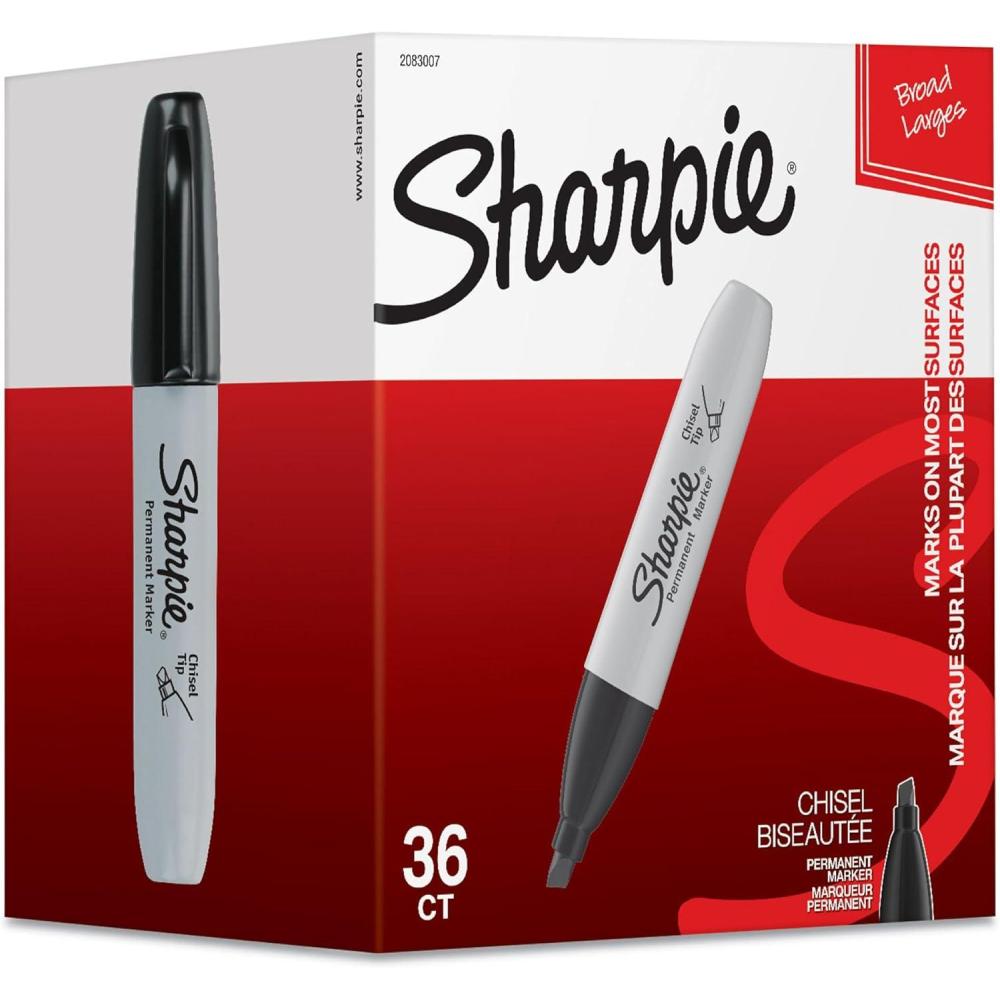 image:imageSharpie Permanent Markers Chisel Tip Black 36 Count Home School Office Supplies1 Count Pack of 36