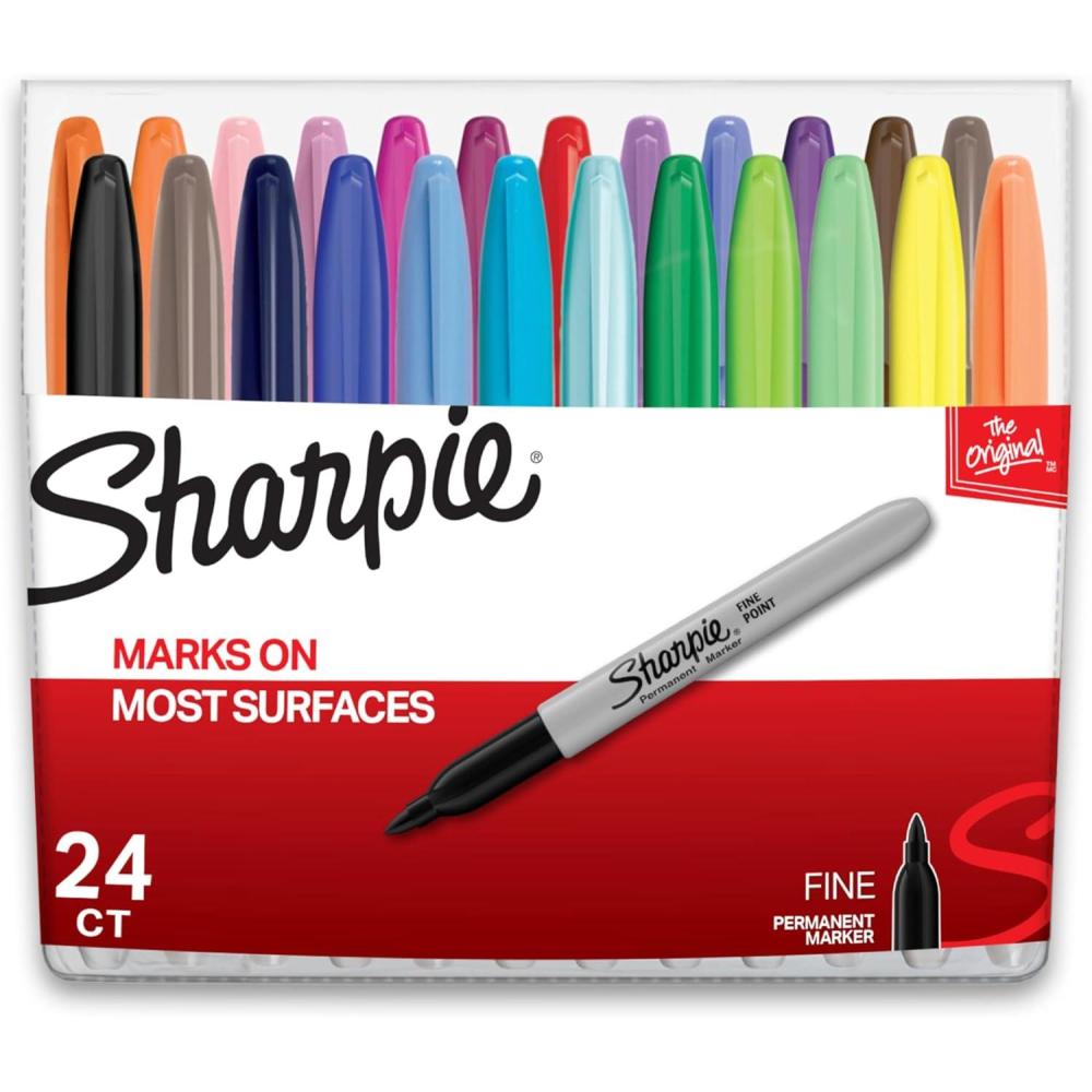 image:imageSharpie Permanent Markers Fine Point Assorted Colors 24 Count24 Count