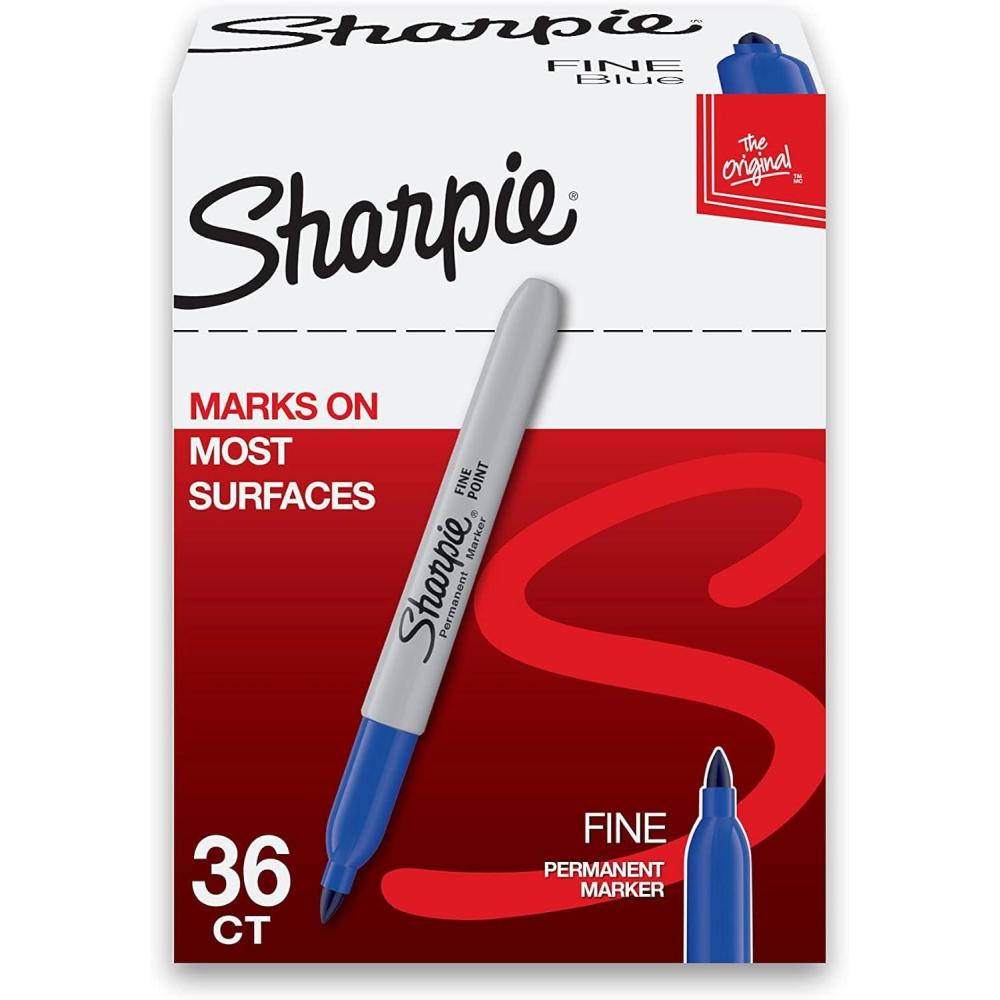 image:imageSharpie Permanent Markers Fine Point Assorted Colors Black Red Blue Green 36 Count Bulk Office SuppliesBlue