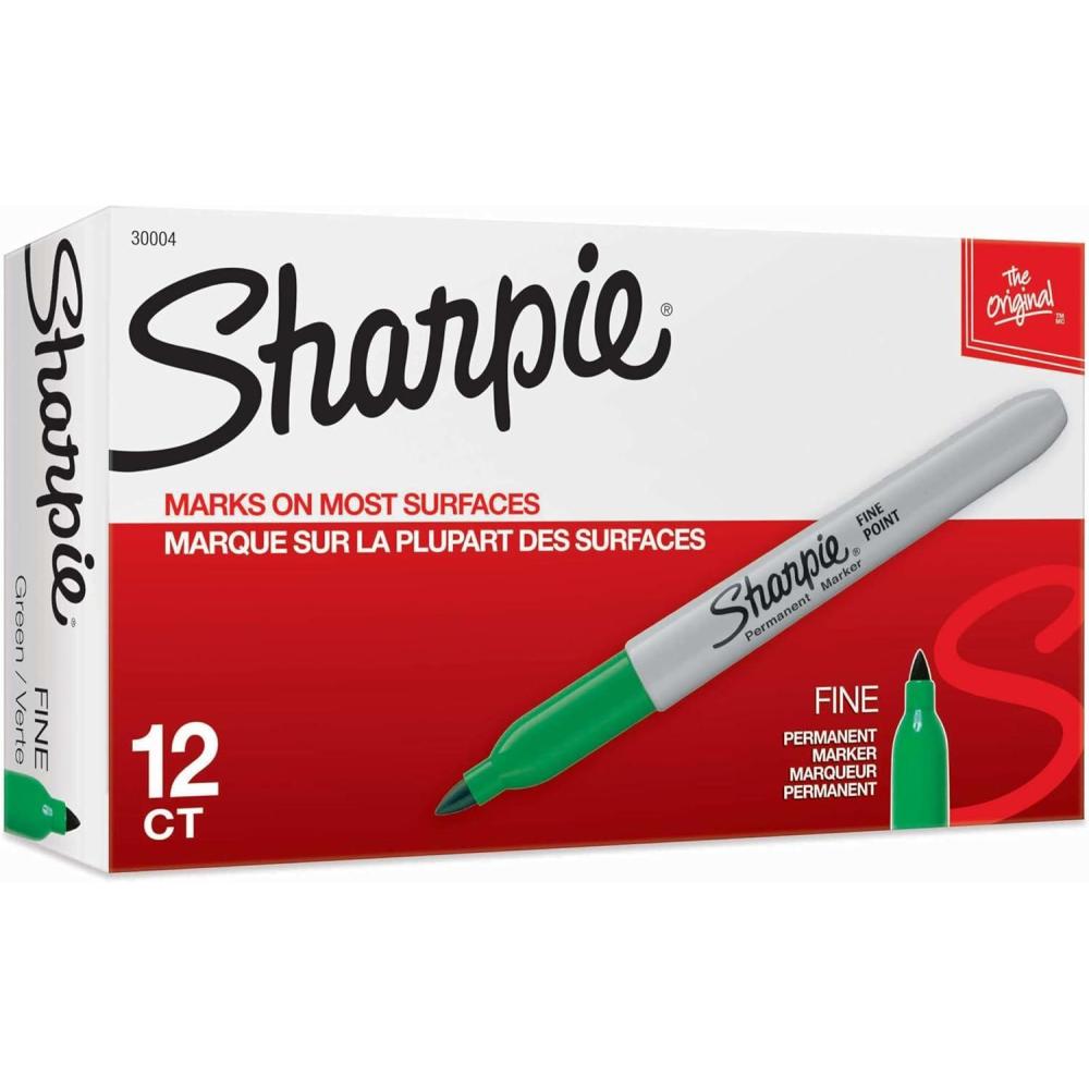 image:imageSharpie Permanent Markers Fine Tip Red 12 Count Office Supplies Quick Drying Fade Resistant For Plastic Metal Wood And MoreGreen