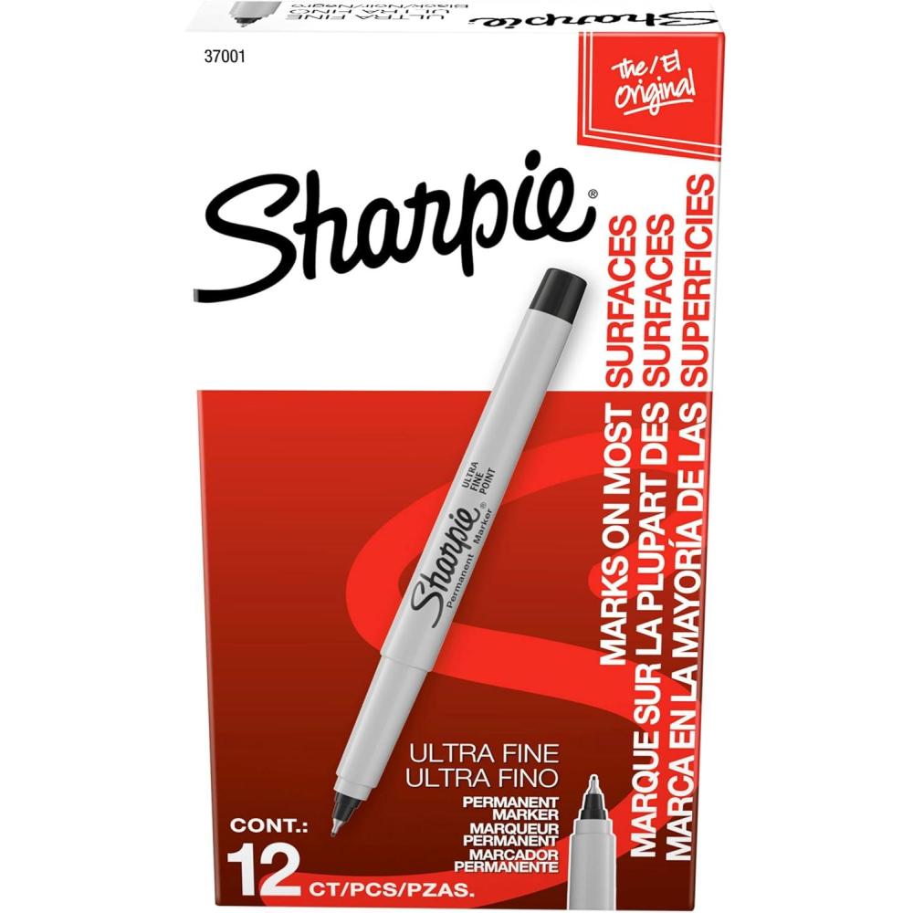 image:imageSharpie Permanent Markers Ultra Fine Tip Black 12 Count Office Supplies Quick Drying Fade Resistant Ideal for Posters Drawing ColoringBlack