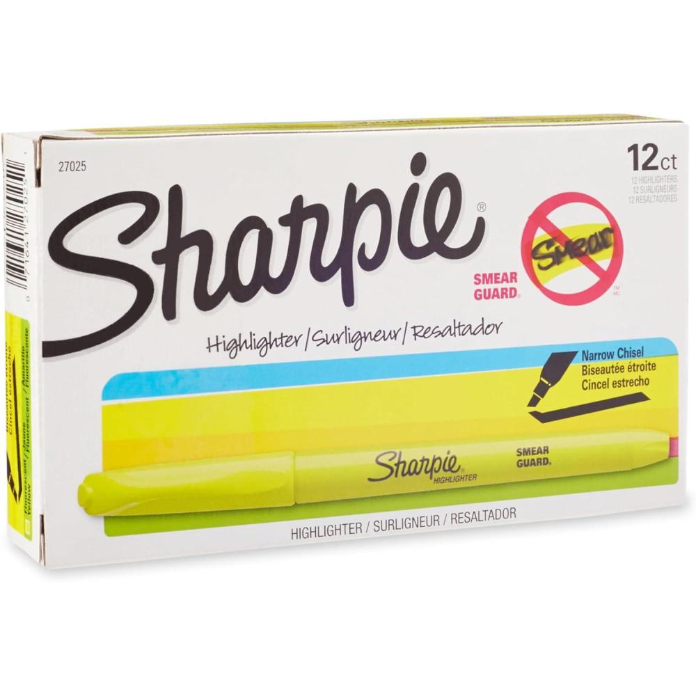 image:imageSharpie Pocket Style Highlighters Chisel Tip Fluorescent Yellow Box of 1212 Count Pack of 1