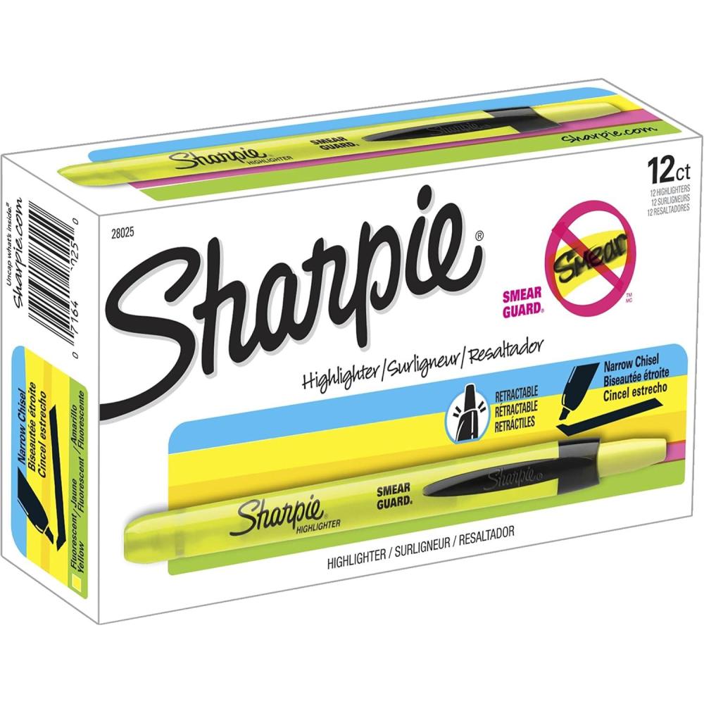 image:imageSharpie Retractable Highlighters Chisel Tip Fluorescent Yellow 12 Count12 Count Pack of 12