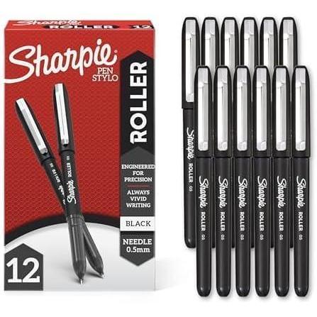 image:imageSharpie Rollerball Pens Needle Point Tip 05mm Black Ink 12 Count Writing Journaling NoteTaking Office Supplies12 Count Pack of 12