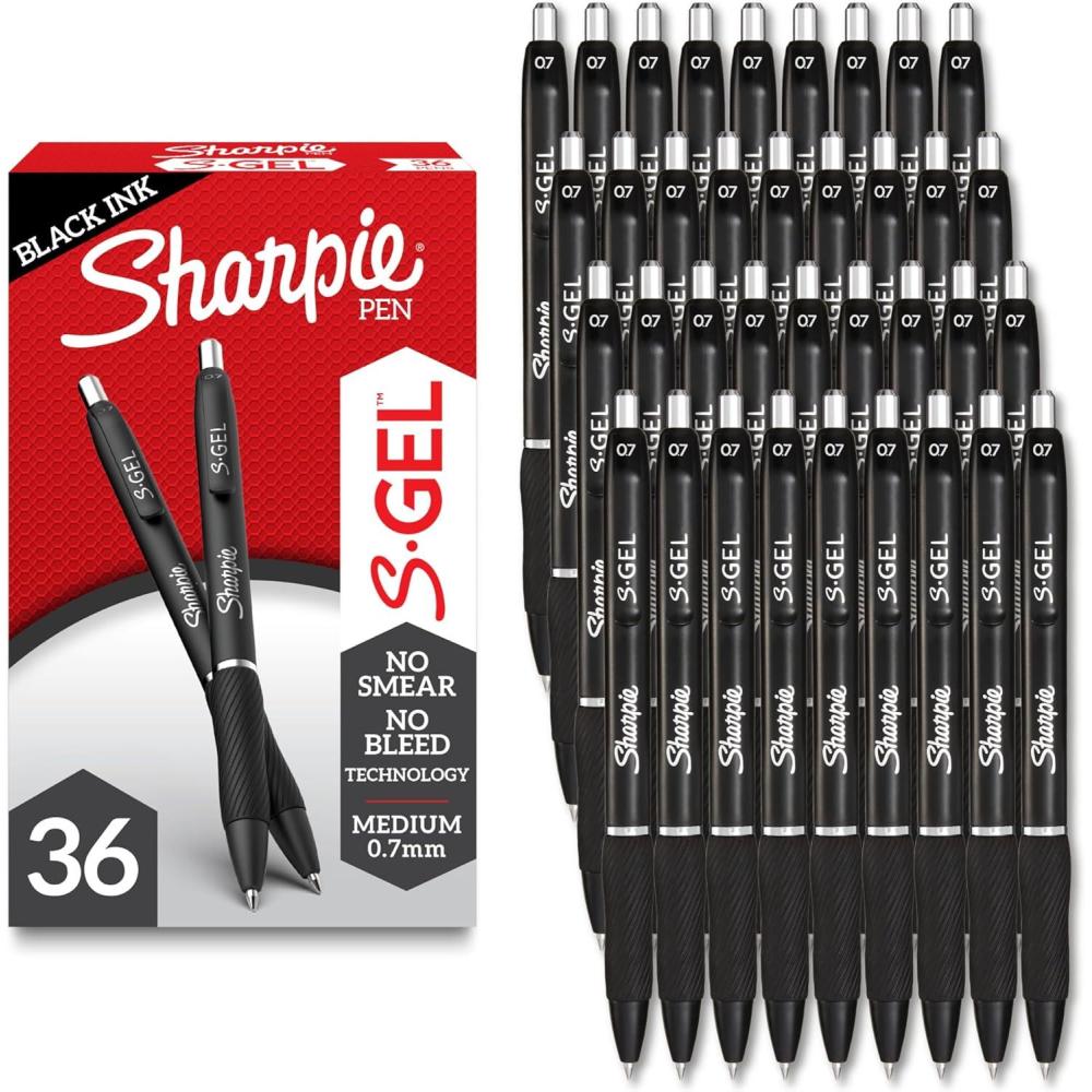 image:imageSharpie SGel Pens Medium Point 07mm Black Gel Ink 36 Count Writing NoteTaking Office Supplies No Smear No Bleed36 Count