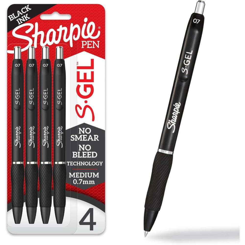 image:imageSharpie SGel Pens Medium Point 07mm Black Ink 4 Count Ideal for Writing Journaling Drawing Coloring NoteTaking College Supplies4
