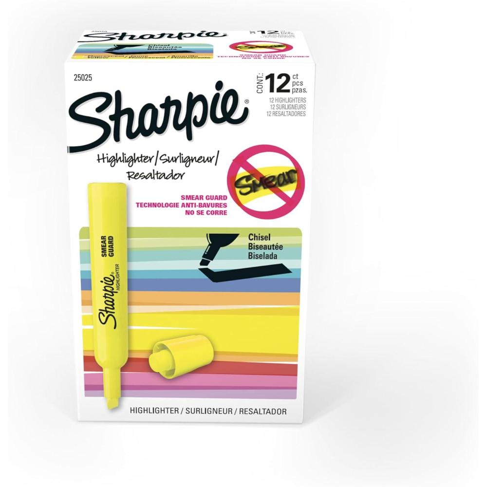 image:imageSharpie Tank Highlighters Chisel Tip Fluorescent Yellow 12 Count12 Count Pack of 12