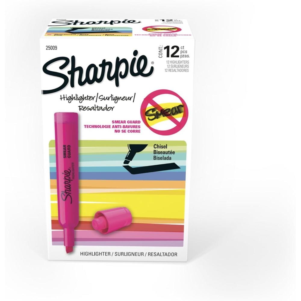 image:imageSharpie Tank Style Highlighters Chisel Tip Fluorescent Pink 12 Count1 Count Pack of 12