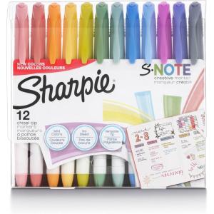 image:imageSHARPIE SNote Creative Markers Pastel Highlighters Art Marker Set Assorted Colors Chisel Tip 12 Count12 Count