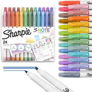 image:imageSHARPIE SNote Creative Markers Pastel Highlighters Art Marker Set Assorted Colors Chisel Tip 12 Count24 Count