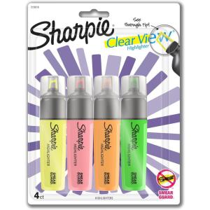image:imageSharpie Clear View Highlighters SeeThrough Chisel Tip Fluorescent Assorted Colors 8 Count4 Count Assorted