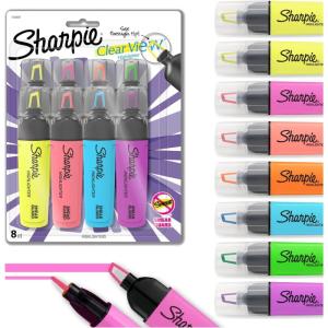 image:imageSharpie Clear View Highlighters SeeThrough Chisel Tip Fluorescent Assorted Colors 8 Count8 Count Assorted